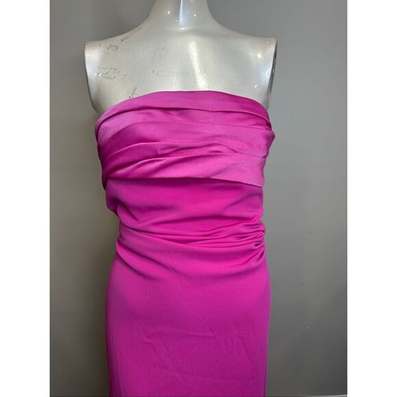 Halston Brigette Crêpe Strapless Gown In Hibiscus US 6 $645 - Picture 5 of 9
